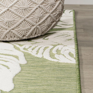 Tobago High-low Two-tone Monstera Leaf Indoor/Outdoor Area Rug